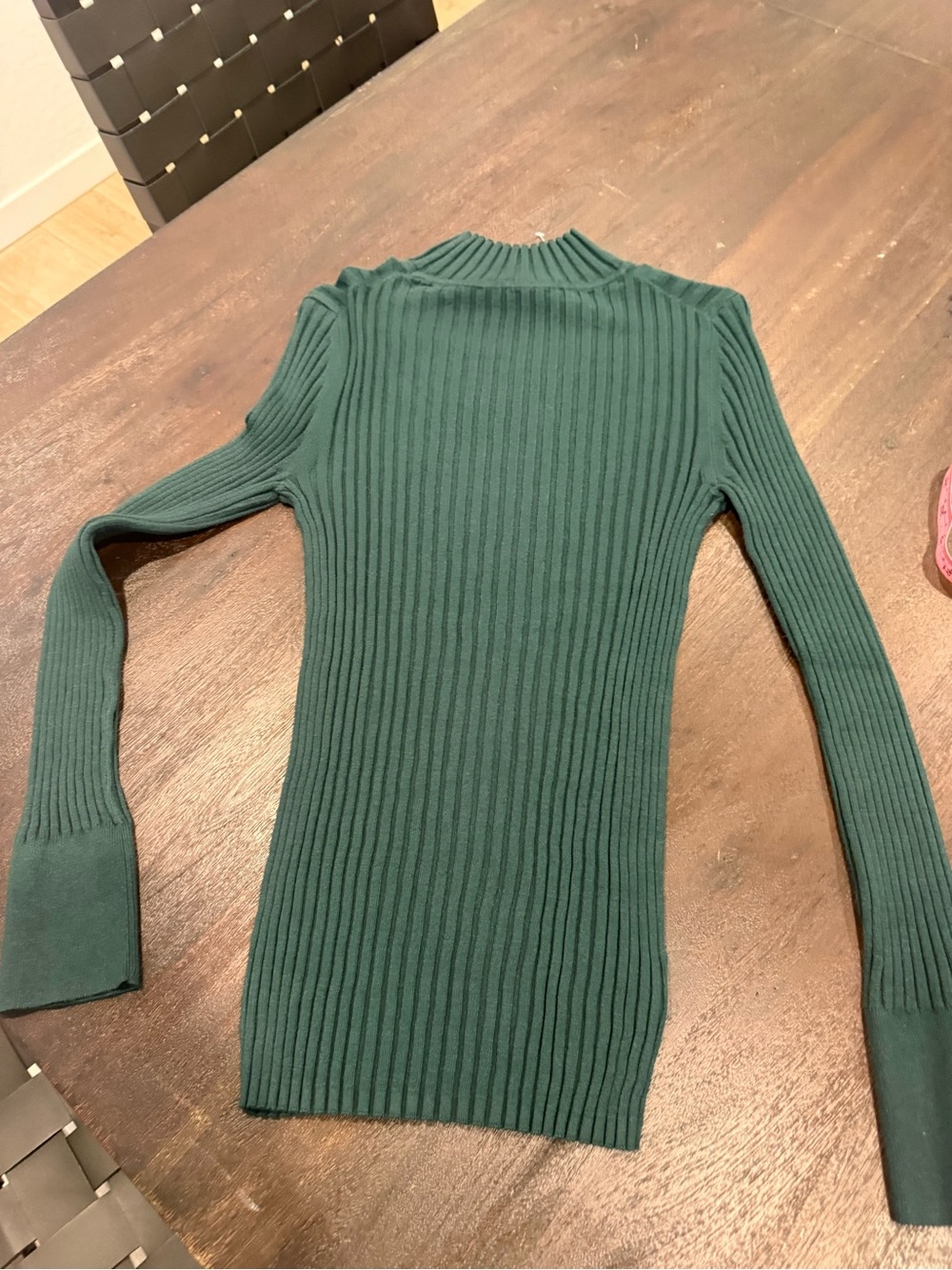 LOFT Forest Green Ribbed Mock Neck Long Sleeve Dress